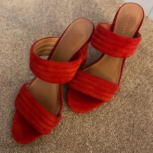 Halogen Red Suede Heeled sandals from Nordstrom